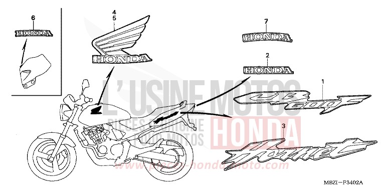 MARK (CB600F3/4/5/6) for CB600F Hornet QUASAR SILVER METALLIC (NHA48) from 2005